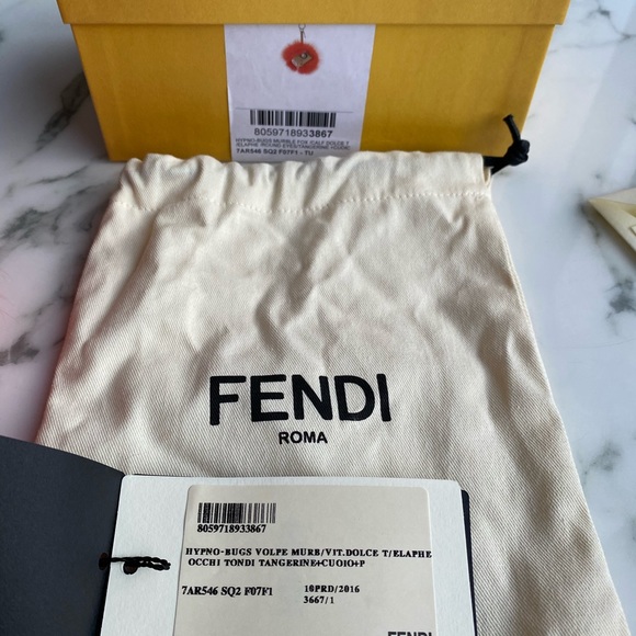 Fendi Tangerine Fox Fur Bugs Keychain - Picture 7 of 8